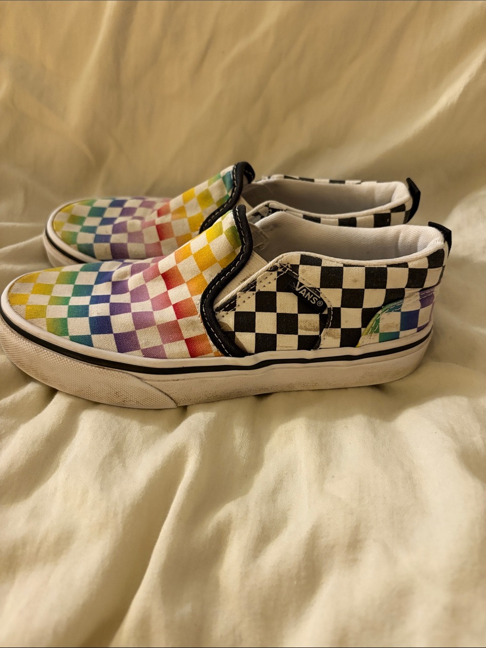 Vans Kids Rainbow & Black Checkerboard Slip-On Sneakers - Picture 3 of 3